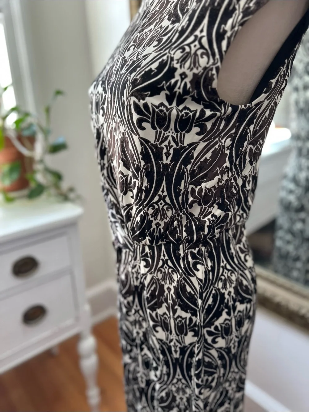 Tory Burch silk dress midi Y2K style ruched sleeveless quiet luxury faux wrap